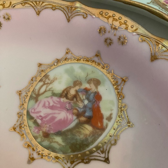 ANTIQUE ROYAL VIENNA HAND PAINTED GOLD PORCELAIN BEEHIVE MARK BONE DISHES (5) - Picture 5 of 7